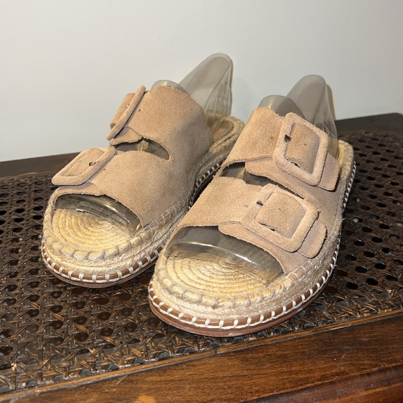 Zara Suede Genuine Leather Double Buckle Sandals - Picture 2 of 9